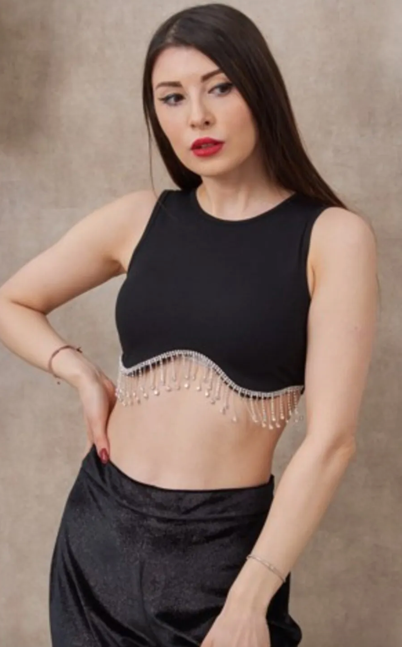 LYS TAŞLI CROP/ASKILI