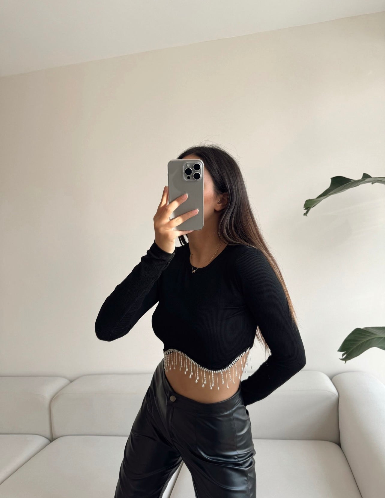 LYS TAŞLI CROP/UZUNKOL